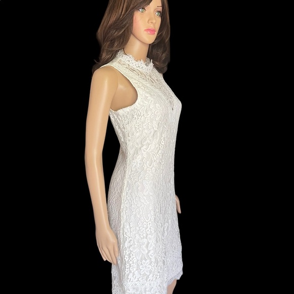 Kensie Soft White Lace Summer Sleeveless Shift Dress Size 6 Ret. $108 - Picture 3 of 15